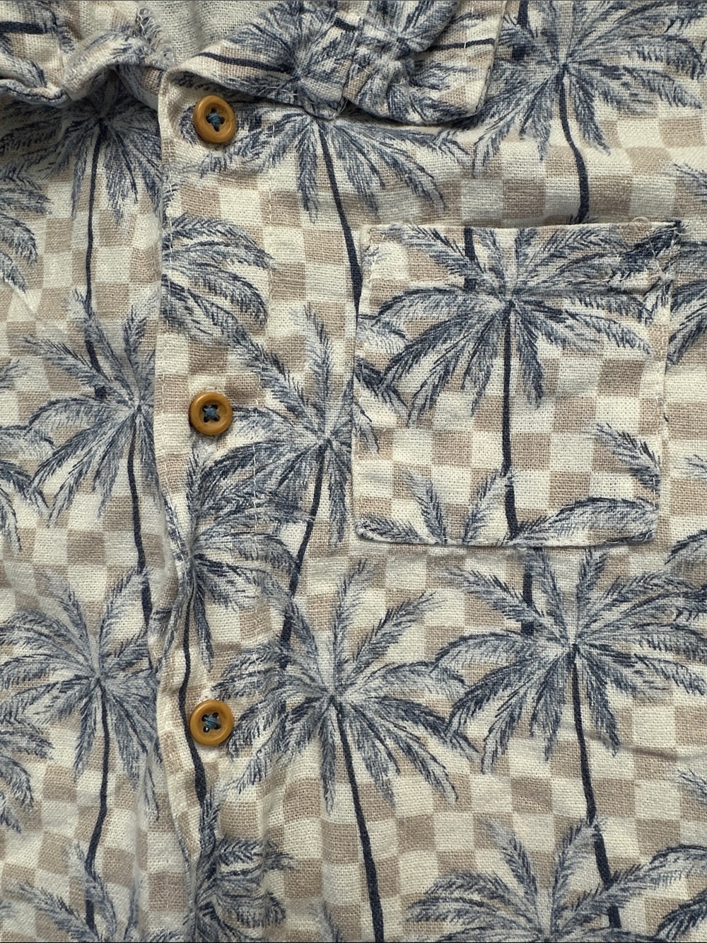 🌴 18M Toddler Blue & Cream Palm-Print Shirt & Shorts Set - Picture 5 of 6